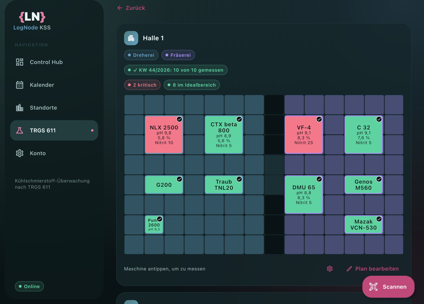 Hallenplan in LogNode KSS auf dem iPad